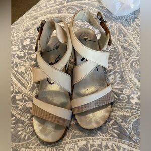OTBT Strappy Wedge Sandals tan beige brown comfort boutique brand